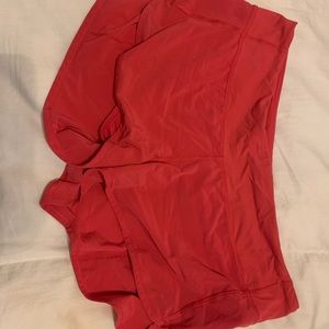 pink/red lululemon speed up short